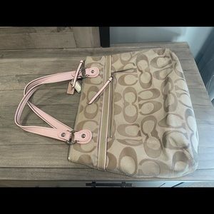COACH POPPY SIGNATURE SATEEN GLAM TOTE/ SHOULDER BAG #18979